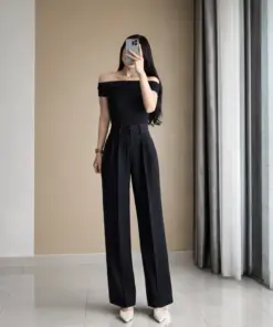 Quần Tây Nữ Ống Suông Lưng Cao
